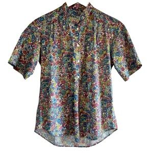 Hartford Liberty print cotton button down short sleeve top excellent condition
